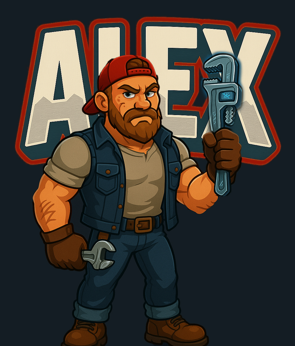 Alex, a professional plumber character from Plumber AI